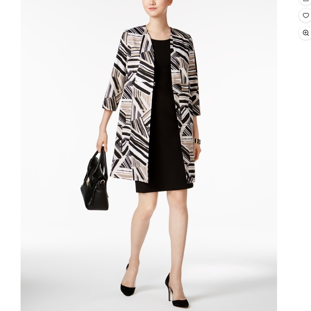 Kasper abstract print 3/4 sleeve jacket Size 16W